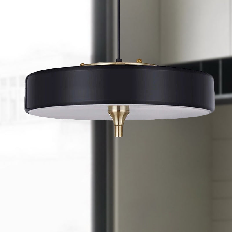 Modern Drum Chandelier Light Blue/White/Black Metal - 3-Light Dining Room Hanging Fixture