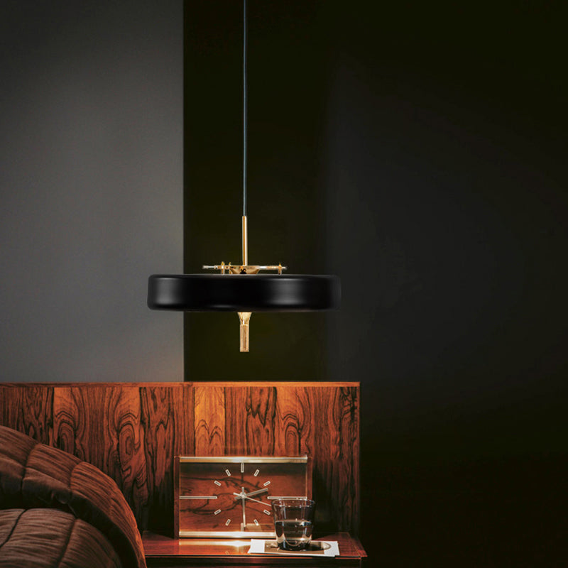 Modern Drum Chandelier - Light Blue/White/Black Metal 3-Light Dining Room Hanging Fixture