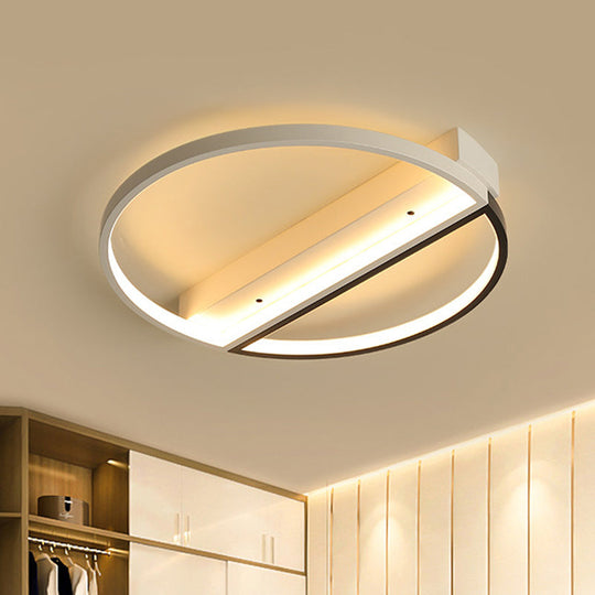 Minimalist Acrylic Led Ceiling Light - Flush Mount Ring Design Black-White / 17 Warm