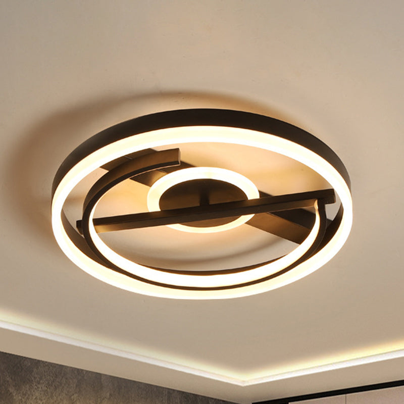 Contemporary Circle Acrylic Ceiling Mounted Led Flush Light - 16’/19.5’ Wide Black/White