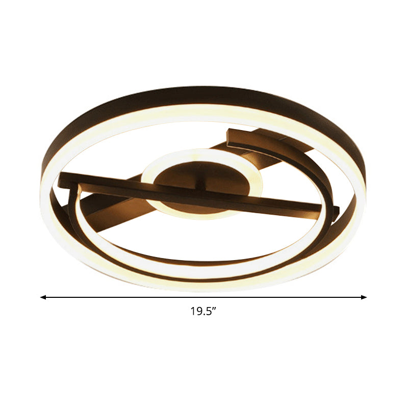 Contemporary Circle Acrylic Ceiling Mounted Led Flush Light - 16’/19.5’ Wide Black/White