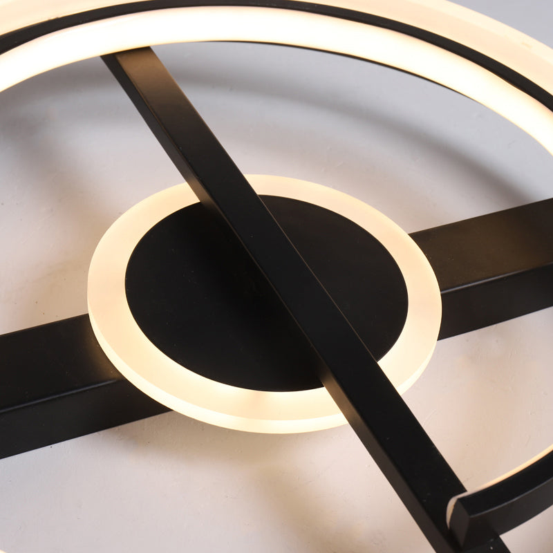 Contemporary Circle Acrylic Ceiling Mounted Led Flush Light - 16’/19.5’ Wide Black/White