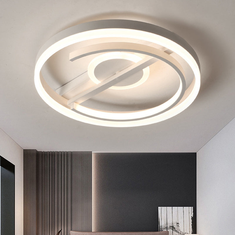 Contemporary Circle Acrylic Ceiling Mounted Led Flush Light - 16/19.5 Wide Black/White Warm/White/3