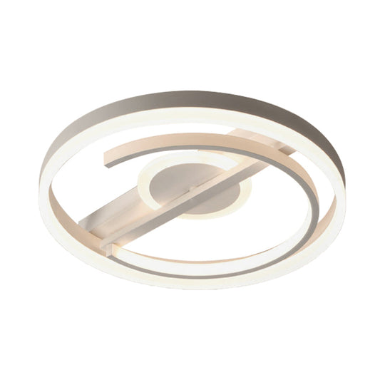 Contemporary Circle Acrylic Ceiling Mounted Led Flush Light - 16’/19.5’ Wide Black/White