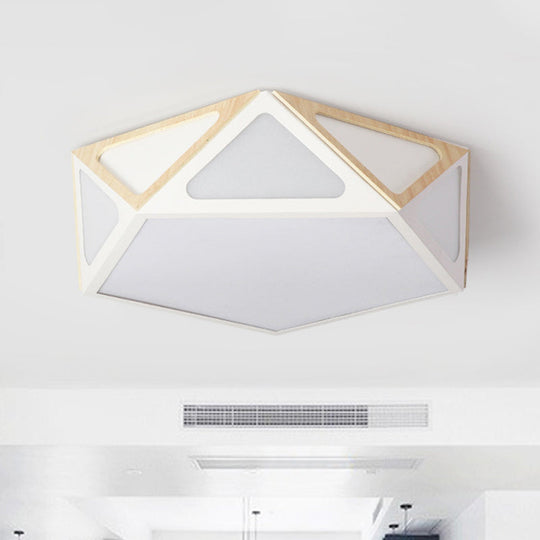 Modern Geometric Flush Light: Acrylic White/Pink/Yellow Led Ceiling Fixture Warm/White Light 16/19.5