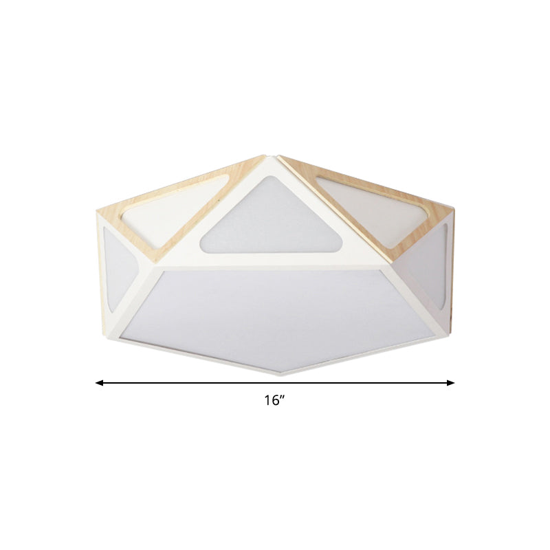 Modern Geometric Flush Light: Acrylic White/Pink/Yellow Led Ceiling Fixture Warm/White Light 16/19.5