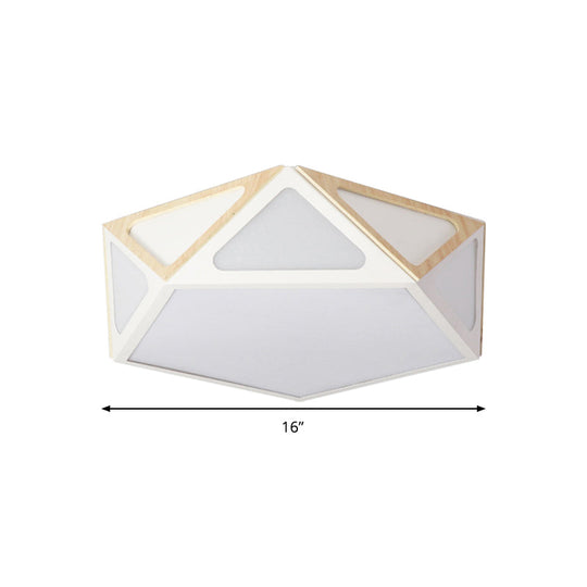Modern Geometric Flush Light: Acrylic White/Pink/Yellow Led Ceiling Fixture Warm/White Light