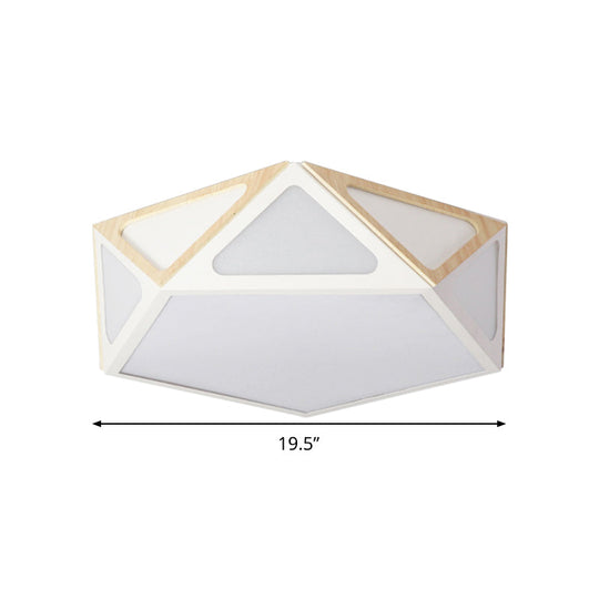 Modern Geometric Flush Light: Acrylic White/Pink/Yellow Led Ceiling Fixture Warm/White Light