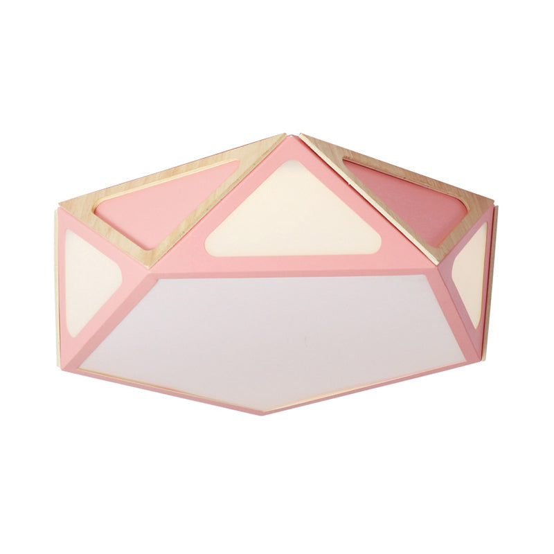 Modern Geometric Flush Light: Acrylic White/Pink/Yellow Led Ceiling Fixture Warm/White Light 16/19.5