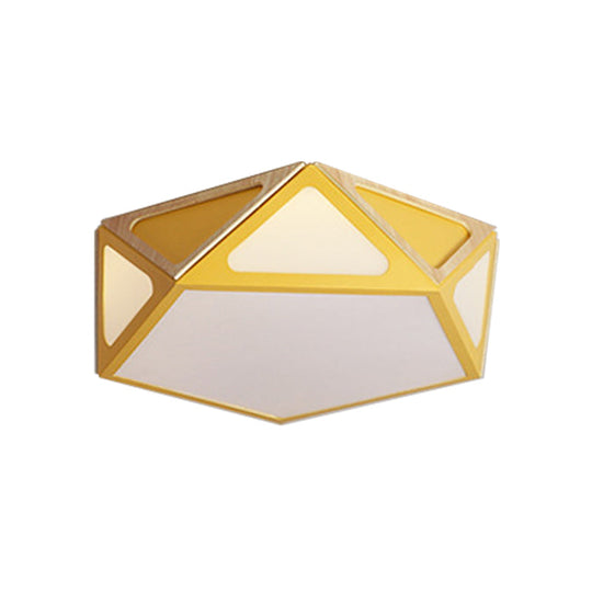 Modern Geometric Flush Light: Acrylic White/Pink/Yellow Led Ceiling Fixture Warm/White Light 16/19.5