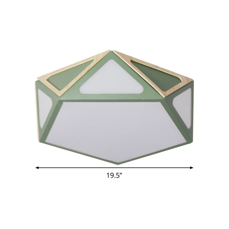 Modern Geometric Flush Light: Acrylic White/Pink/Yellow Led Ceiling Fixture Warm/White Light 16/19.5