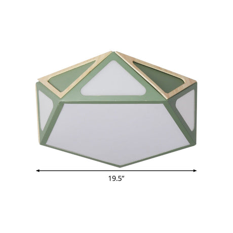 Modern Geometric Flush Light: Acrylic White/Pink/Yellow Led Ceiling Fixture Warm/White Light 16/19.5