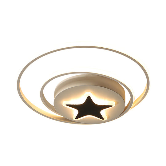 Contemporary Circle Acrylic Ceiling Fixture - Black/White Led Flush Mount 16/19.5 Wide White