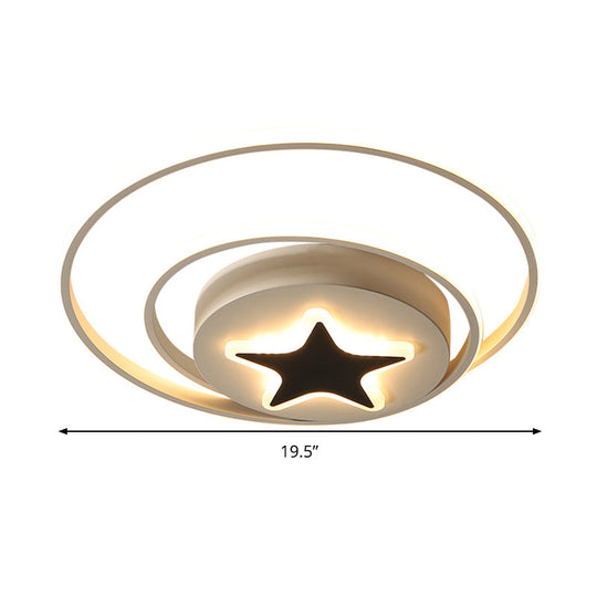 Contemporary Circle Acrylic Ceiling Fixture - Black/White Led Flush Mount 16/19.5 Wide White