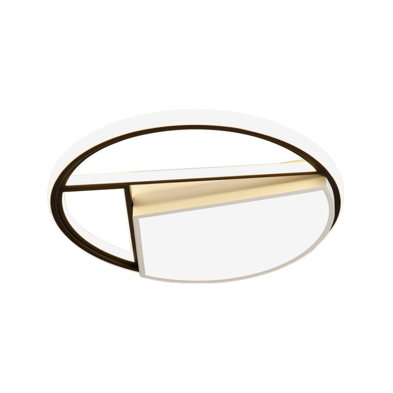 Contemporary Black & White Led Geometric Ceiling Lamp - 16’/19.5’ Wide