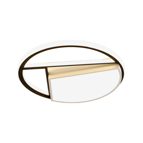 Contemporary Black & White Led Geometric Ceiling Lamp - 16’/19.5’ Wide