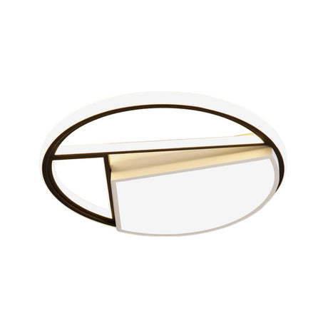 Contemporary Black & White Led Geometric Ceiling Lamp - 16/19.5 Wide