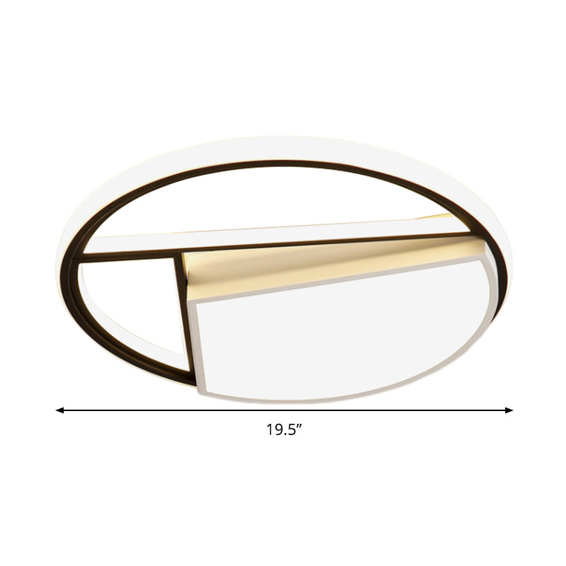 Contemporary Black & White Led Geometric Ceiling Lamp - 16/19.5 Wide