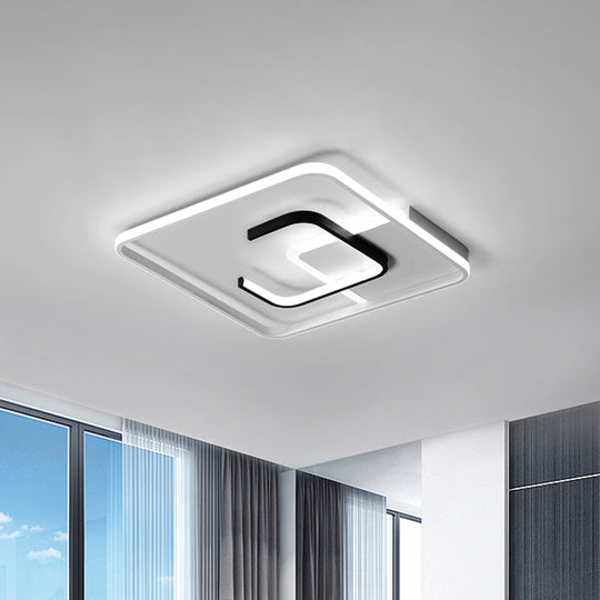 Minimalist Black And White Led Ceiling Light With Remote Control Stepless Dimming - 16/19.5 Wide