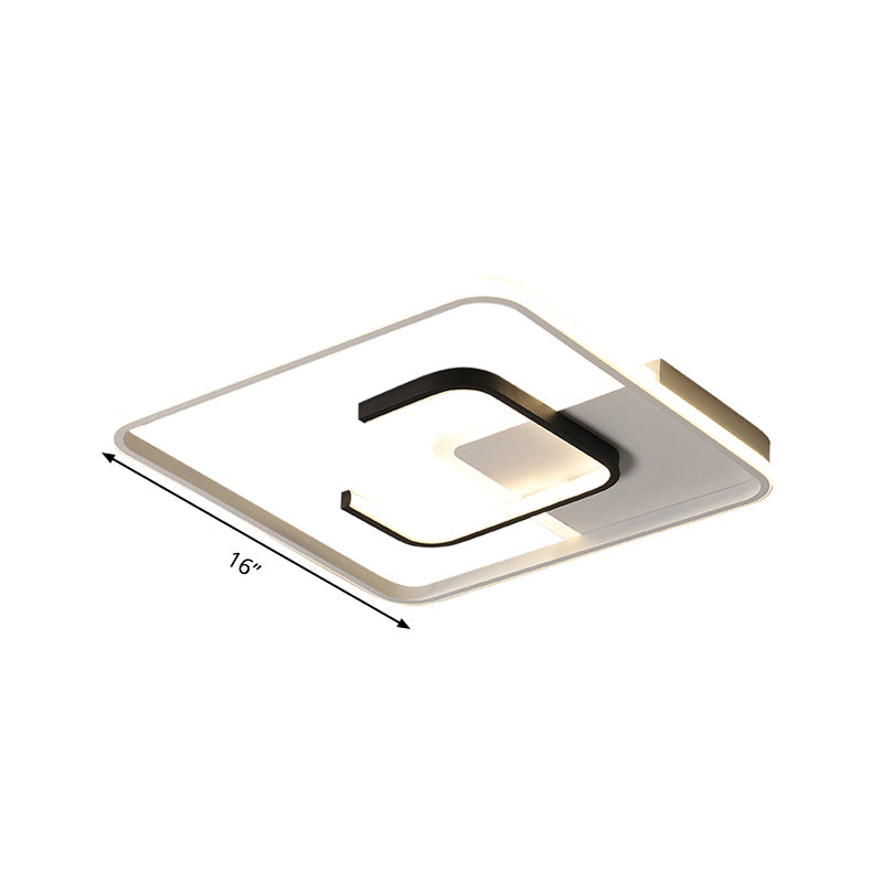 Minimalist Black And White Led Ceiling Light With Remote Control Stepless Dimming - 16/19.5 Wide