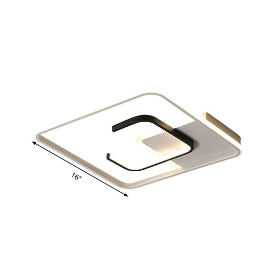 Minimalist Black And White Led Ceiling Light With Remote Control Stepless Dimming - 16’/19.5’ Wide