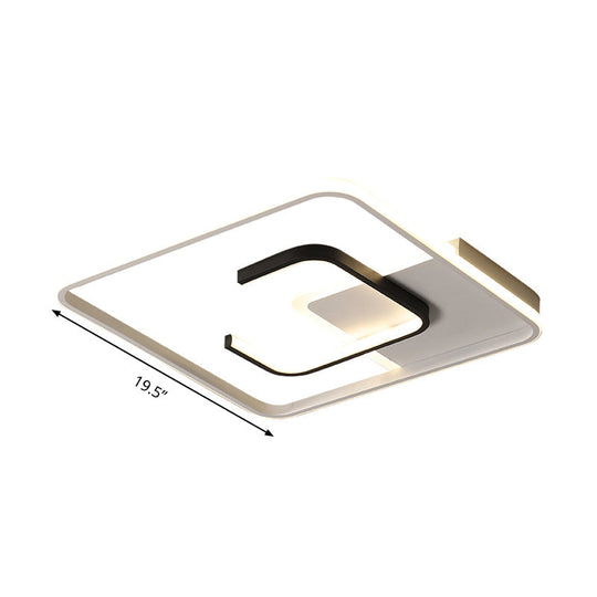 Minimalist Black And White Led Ceiling Light With Remote Control Stepless Dimming - 16/19.5 Wide