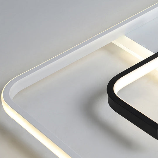 Minimalist Black And White Led Ceiling Light With Remote Control Stepless Dimming - 16/19.5 Wide