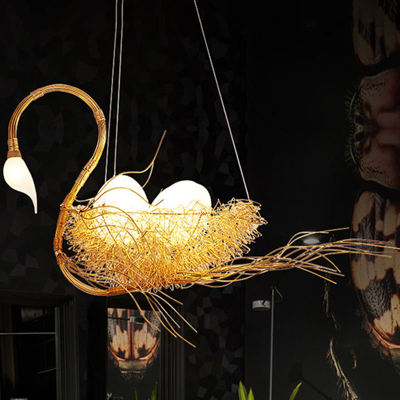 Modern Gold Goose Chandelier Light - Egg Design 3-Light Metal Pendant