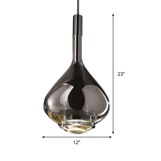 Modern Rose Gold Pendant Light With Beaker-Inspired Design - Clear/Smoke Glass Ideal For Dining Room