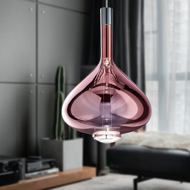 Modern Rose Gold Pendant Light With Beaker-Inspired Design - Clear/Smoke Glass Ideal For Dining Room