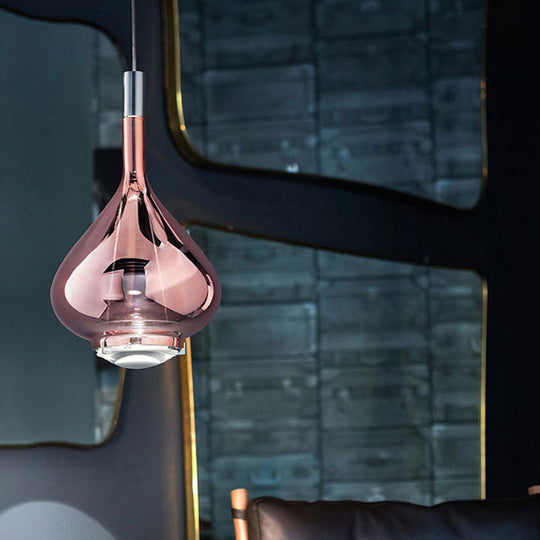 Modern Rose Gold Pendant Light With Beaker-Inspired Design - Clear/Smoke Glass Ideal For Dining Room