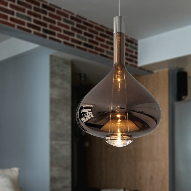 Modern Rose Gold Pendant Light With Beaker-Inspired Design - Clear/Smoke Glass Ideal For Dining Room