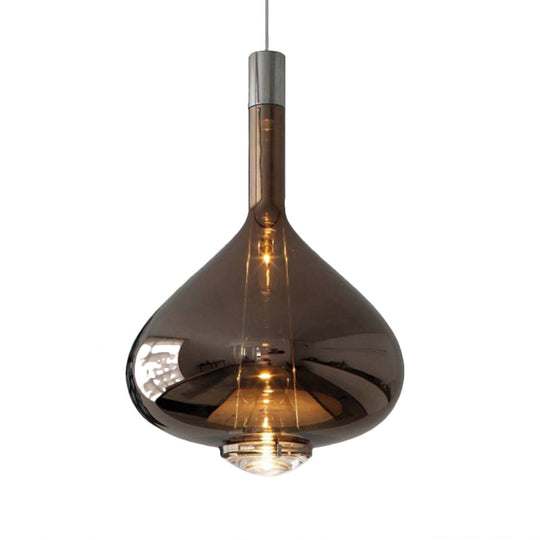 Modern Rose Gold/Clear/Smoke Glass Pendant Light - Beaker-Inspired Shape | 1-Light Dining Room