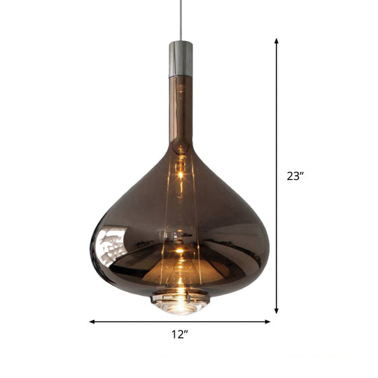 Modern Rose Gold/Clear/Smoke Glass Pendant Light - Beaker-Inspired Shape | 1-Light Dining Room