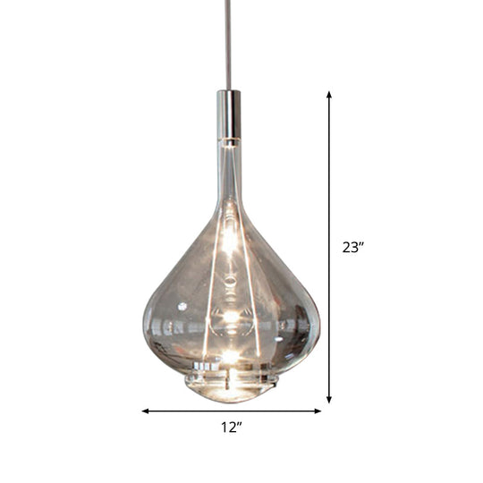 Modern Rose Gold/Clear/Smoke Glass Pendant Light - Beaker-Inspired Shape | 1-Light Dining Room