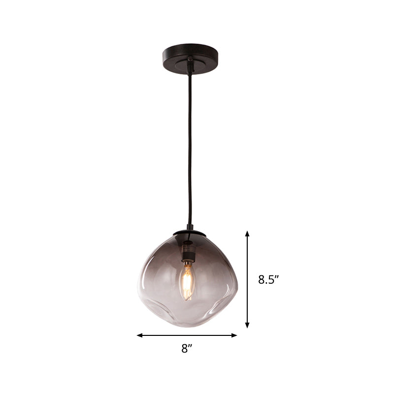 Smoke Gray Glass Nordic Pendant Light - Dimpled Oval Hanging Baby Room Ceiling Fixture 1