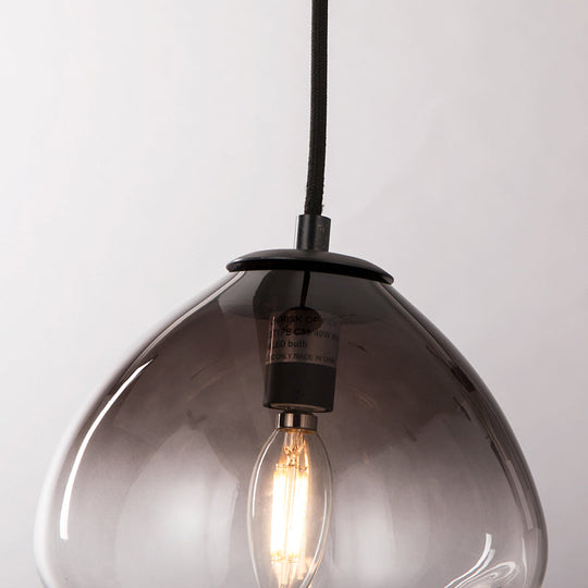 Smoked Glass Oval Pendant Light For Baby Room With Nordic Style