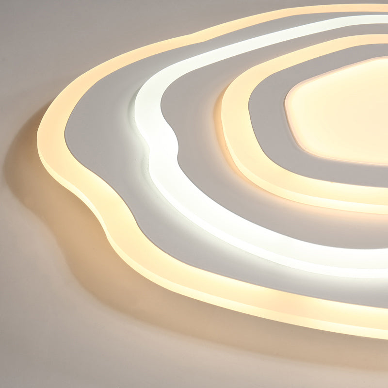 Ultra Thin Acrylic Ripple Ceiling Lamp - 19.5’/23.5’ W Simple White Led Light In Warm/White