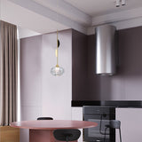 Contemporary Brass Seeded Glass Pendant Light - Elegant Oval Hanging Ceiling