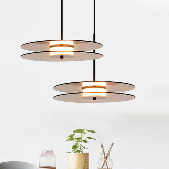 Nordic Tan Glass Disc Pendant Light Fixture - Perfect For Dining Room Ceiling