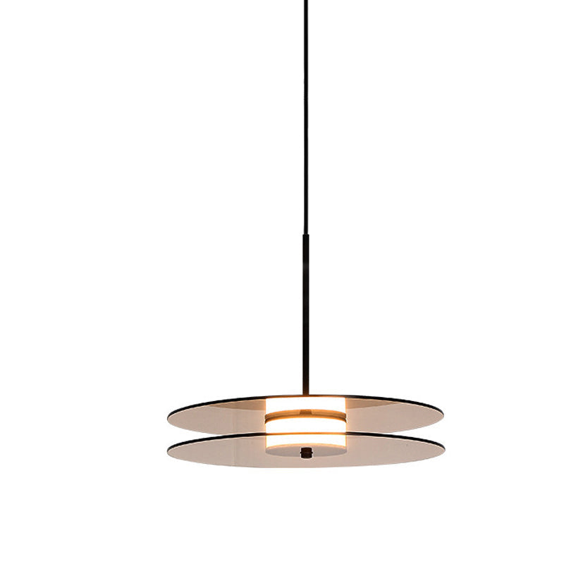 Nordic Tan Glass Disc Pendant Light Fixture - Perfect For Dining Room Ceiling