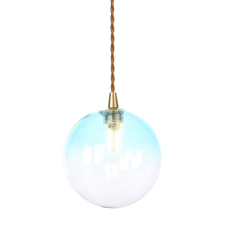 Amber/White/Red Macaron Glass Pendant Light Fixture - 1 Suspension With Rope For Bedroom
