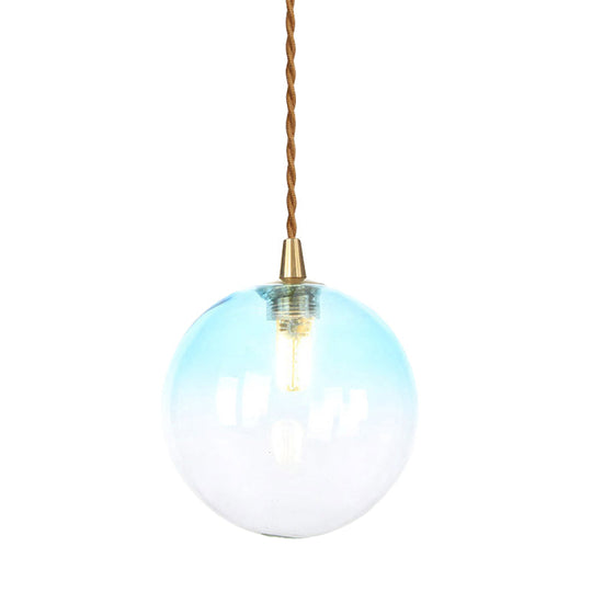 Amber/White/Red Macaron Glass Pendant Light Fixture - 1 Suspension With Rope For Bedroom