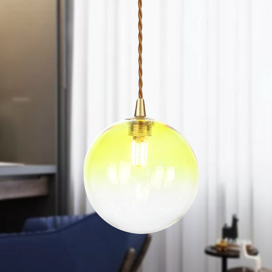 Amber/White/Red Macaron Glass Pendant Light Fixture - 1 Suspension With Rope For Bedroom