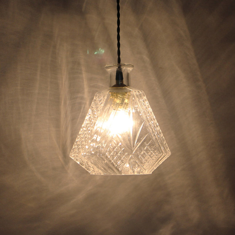 Minimalist Clear Glass Diamond Pendant Light For Dining Room