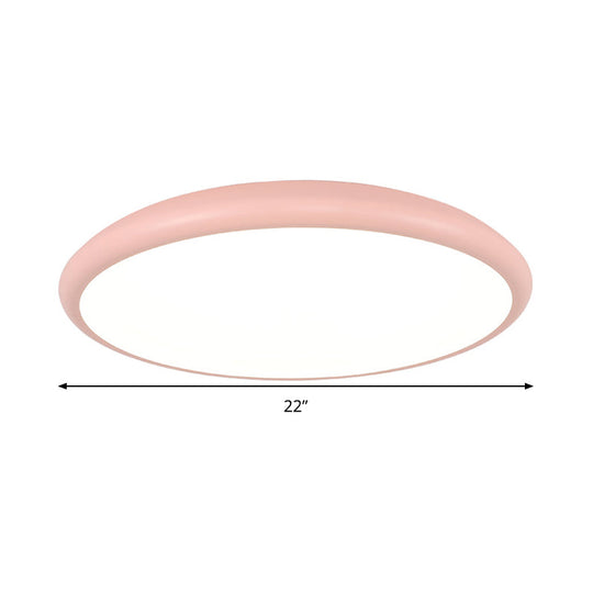 Modern Pink Led Ceiling Mounted Fixture Round Acrylic Flush Mount Light In Warm & White