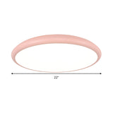 Modern Pink Led Ceiling Mounted Fixture Round Acrylic Flush Mount Light In Warm & White 15/18/22