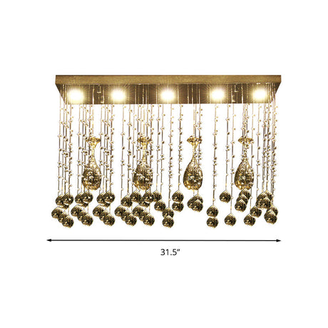 Contemporary Crystal Led Ceiling Mount Light With Chrome Finish In 3 Sizes