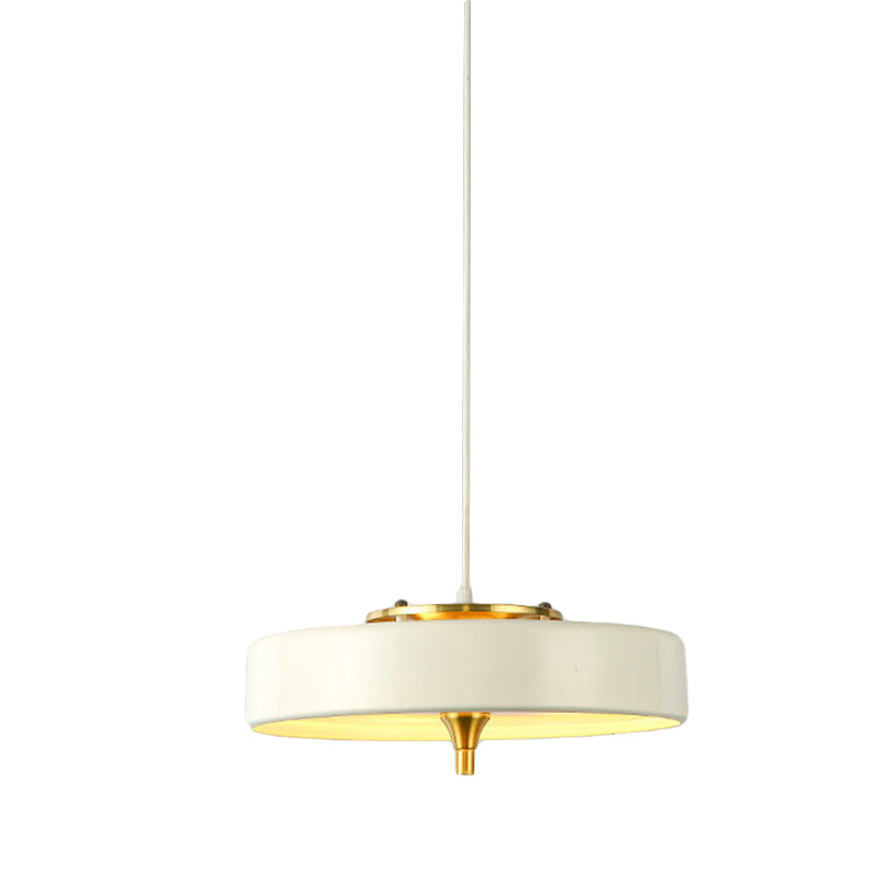 Contemporary Disk Pendant Light - Blue/White/Black Metal Bedroom Hanging Lamp