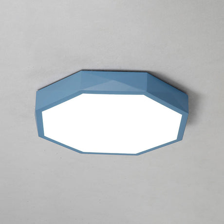 Minimal Led Octagon Flush Mount Lighting Fixture In Pink/Yellow/Blue - Warm/White Light 16.5/20.5